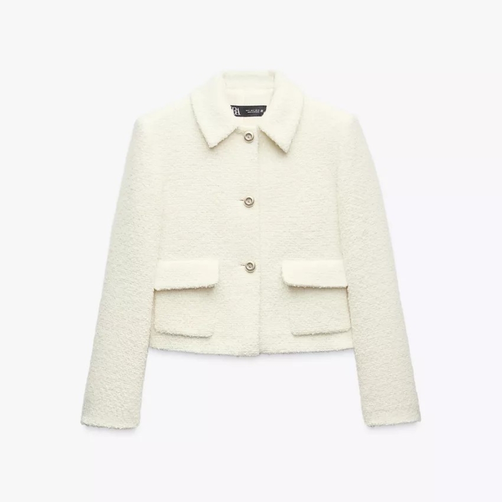 Zara Lapel collar jacket with long sleeves with shoulder pads